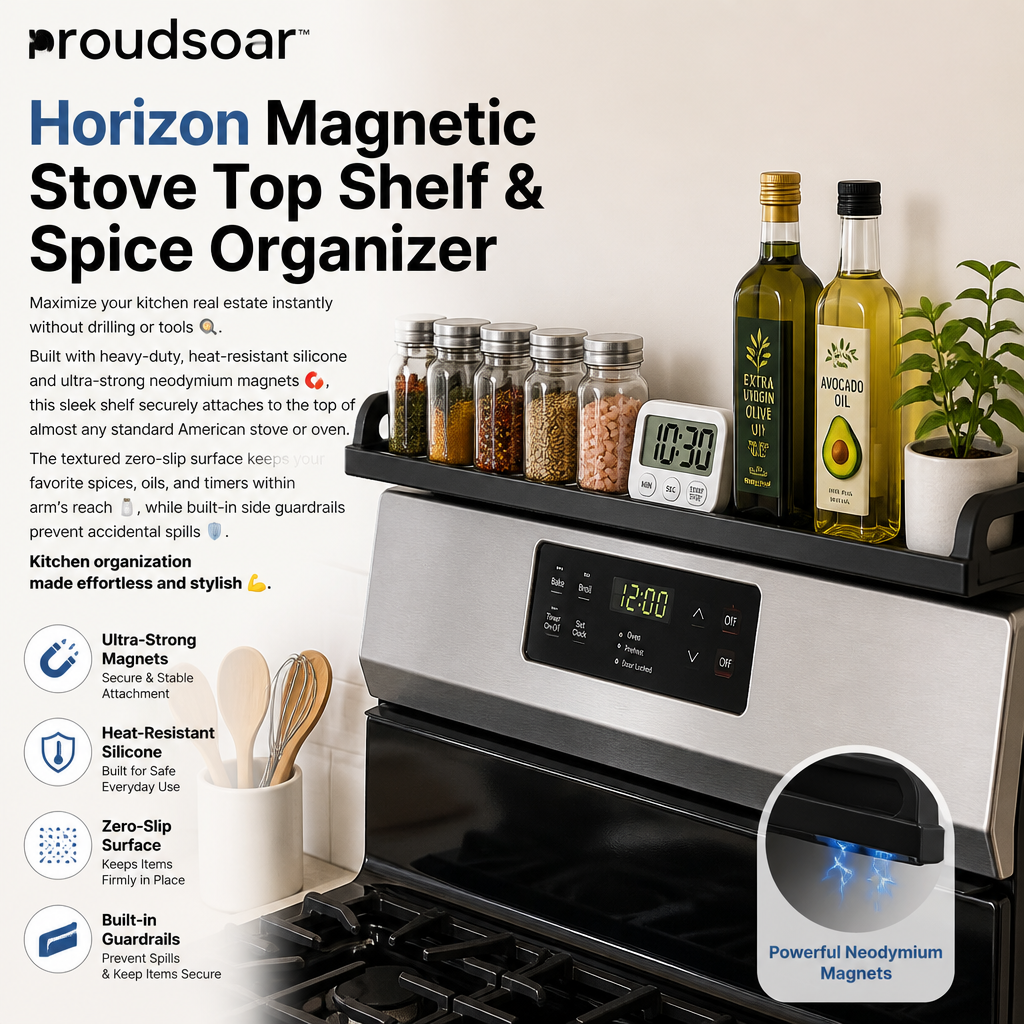 Proudsoar™ Horizon Magnetic Stove Top Shelf &amp; Spice Organizer